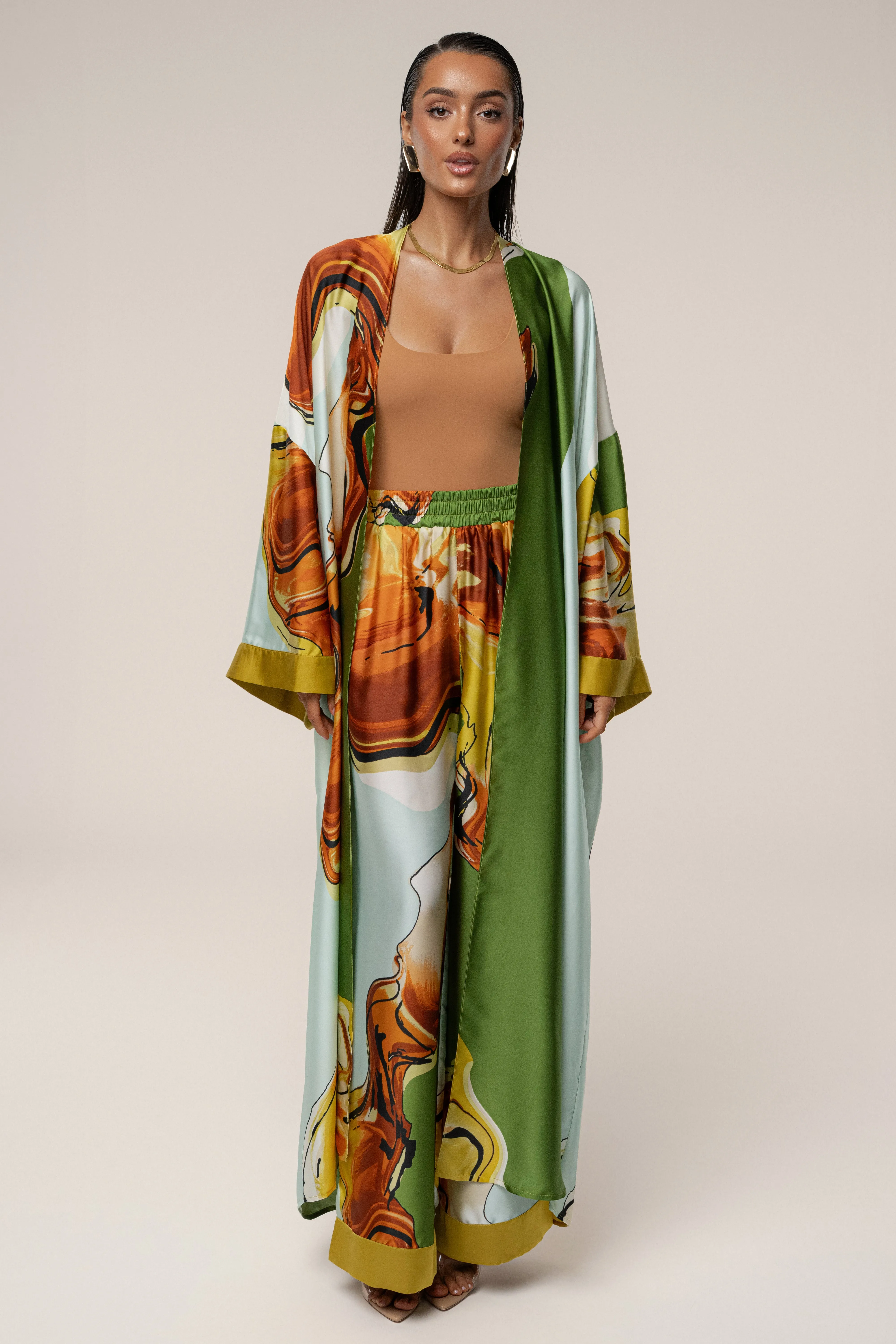 Green Tropical Print Jet Set Wide Leg Pants sold by JLUXLABEL product image thumbnail 4
