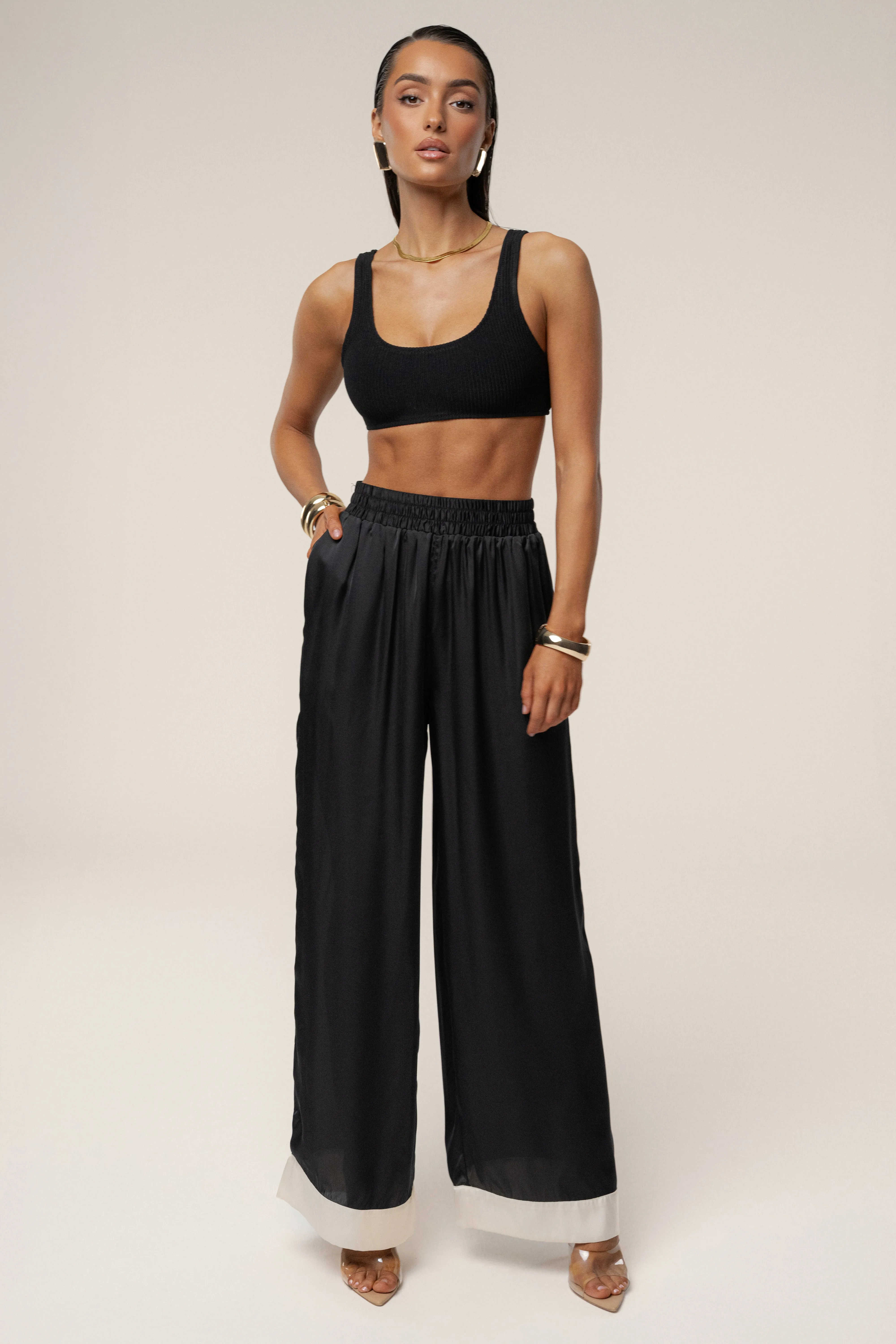 Black Jet Set Wide Leg Pants sold by JLUXLABEL