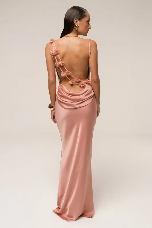Dark Peach Down The Aisle Satin Gown sold by JLUXLABEL