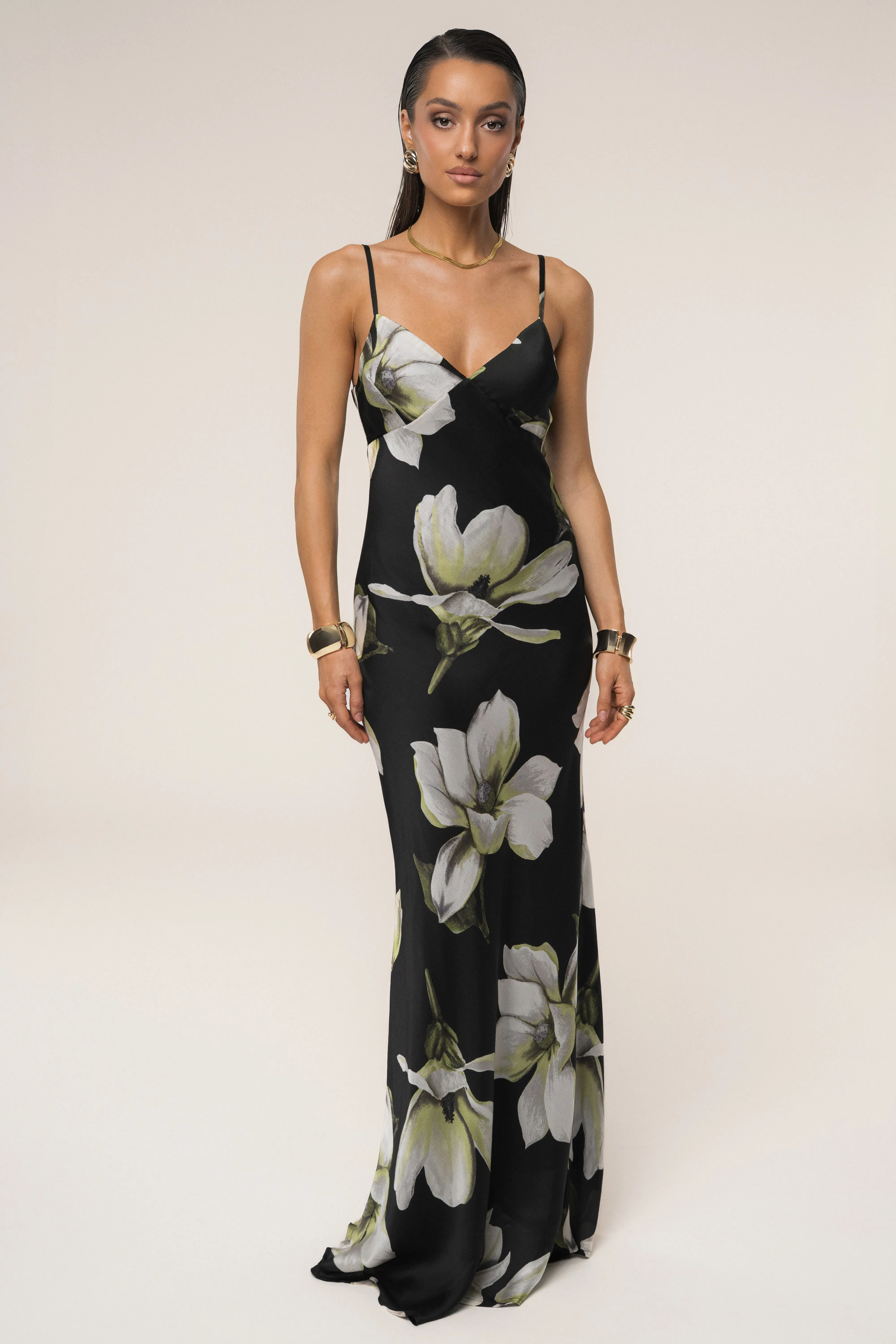 Black Floral Azul Print Maxi Dress sold by JLUXLABEL