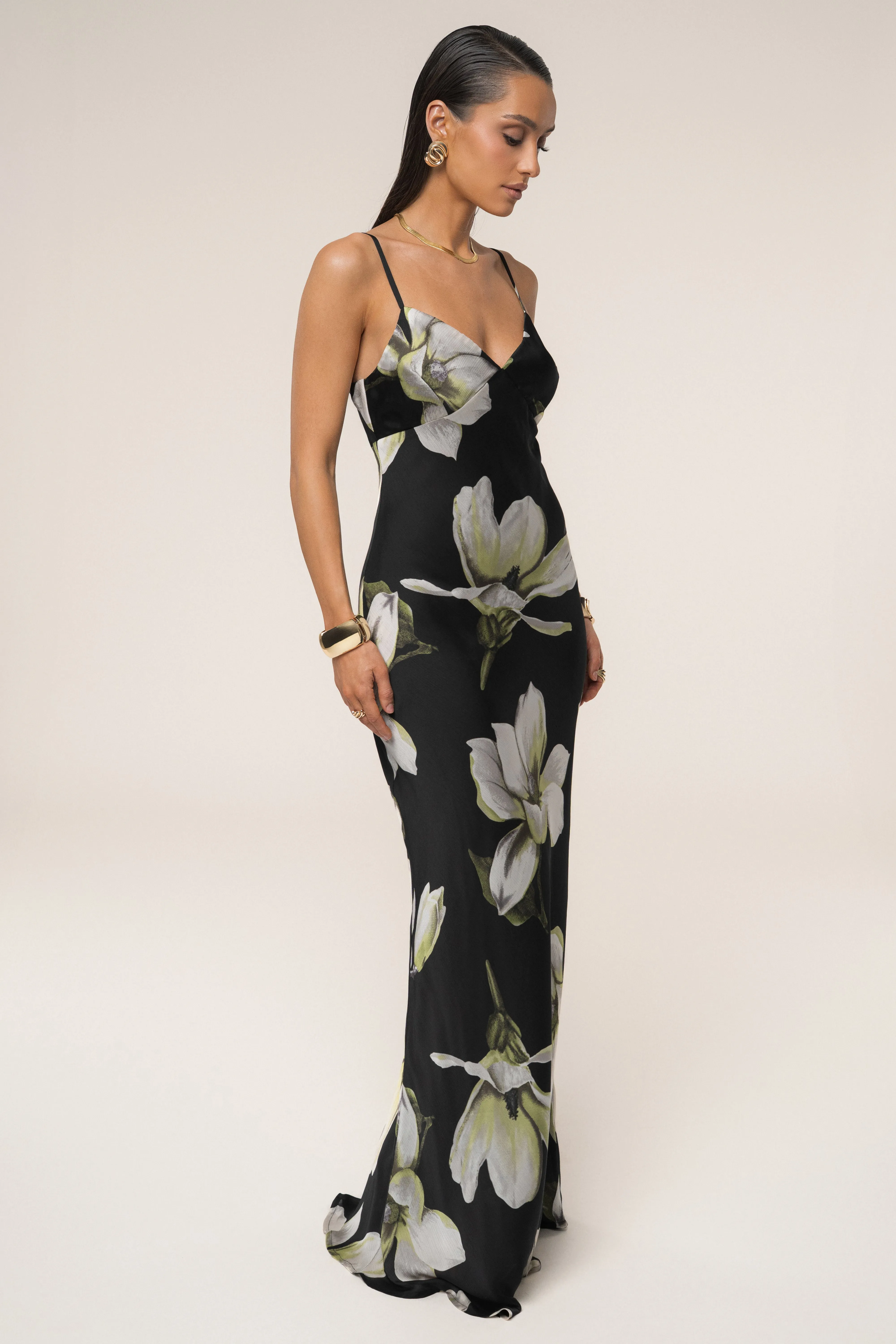 Black Floral Azul Print Maxi Dress sold by JLUXLABEL product image thumbnail 3