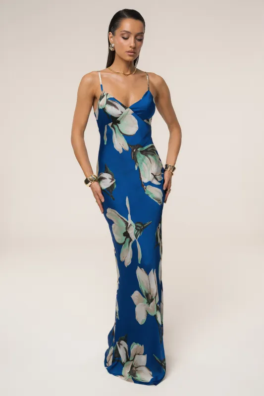 Blue Floral Azul Print Maxi Dress sold by JLUXLABEL