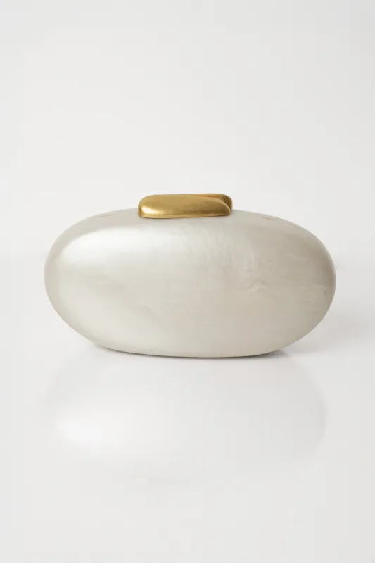 White Sirena Pearl Clutch sold by JLUXLABEL