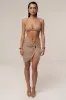 Tan Dreamscape Lurex Knit Mini Skirt sold by JLUXLABEL