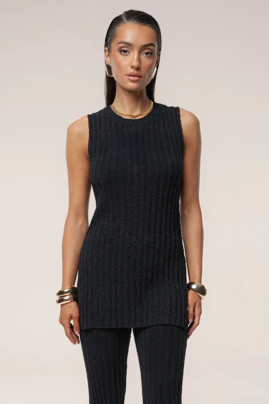 Black Kali Sleeveless Knit Top sold by JLUXLABEL
