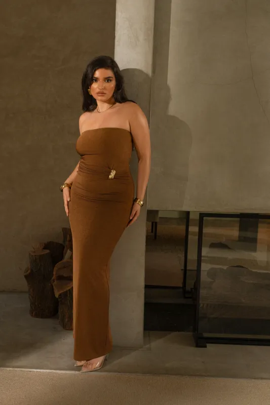 Bronze Celestial Drift Maxi Dress sold by JLUXLABEL