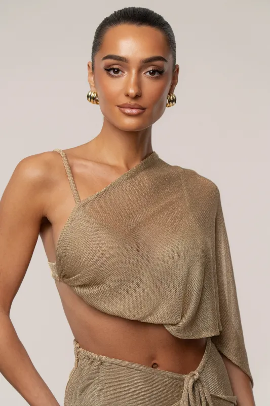 Gold Nocturne Draped Top sold by JLUXLABEL