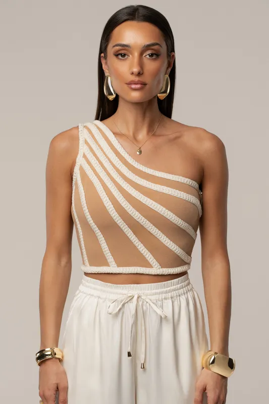 Ivory Braided One Shoulder Top sold by JLUXLABEL