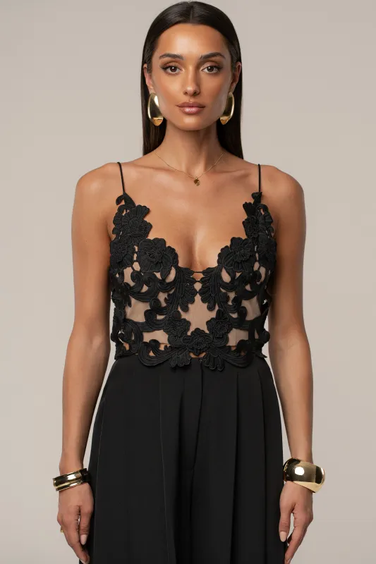 Black Anahi Embroidered Top sold by JLUXLABEL
