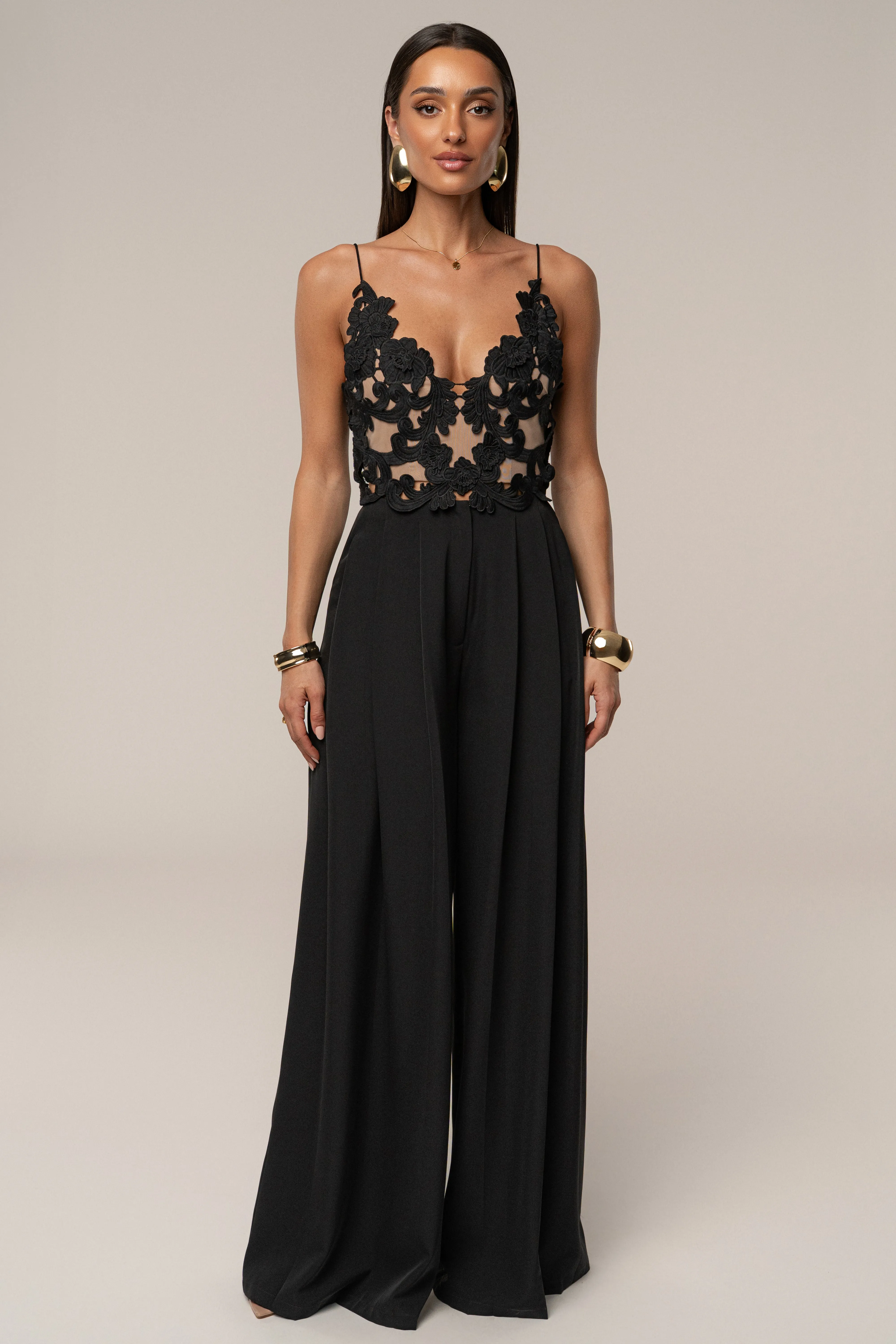 Black Summer Ease Wide Leg Pants sold by JLUXLABEL