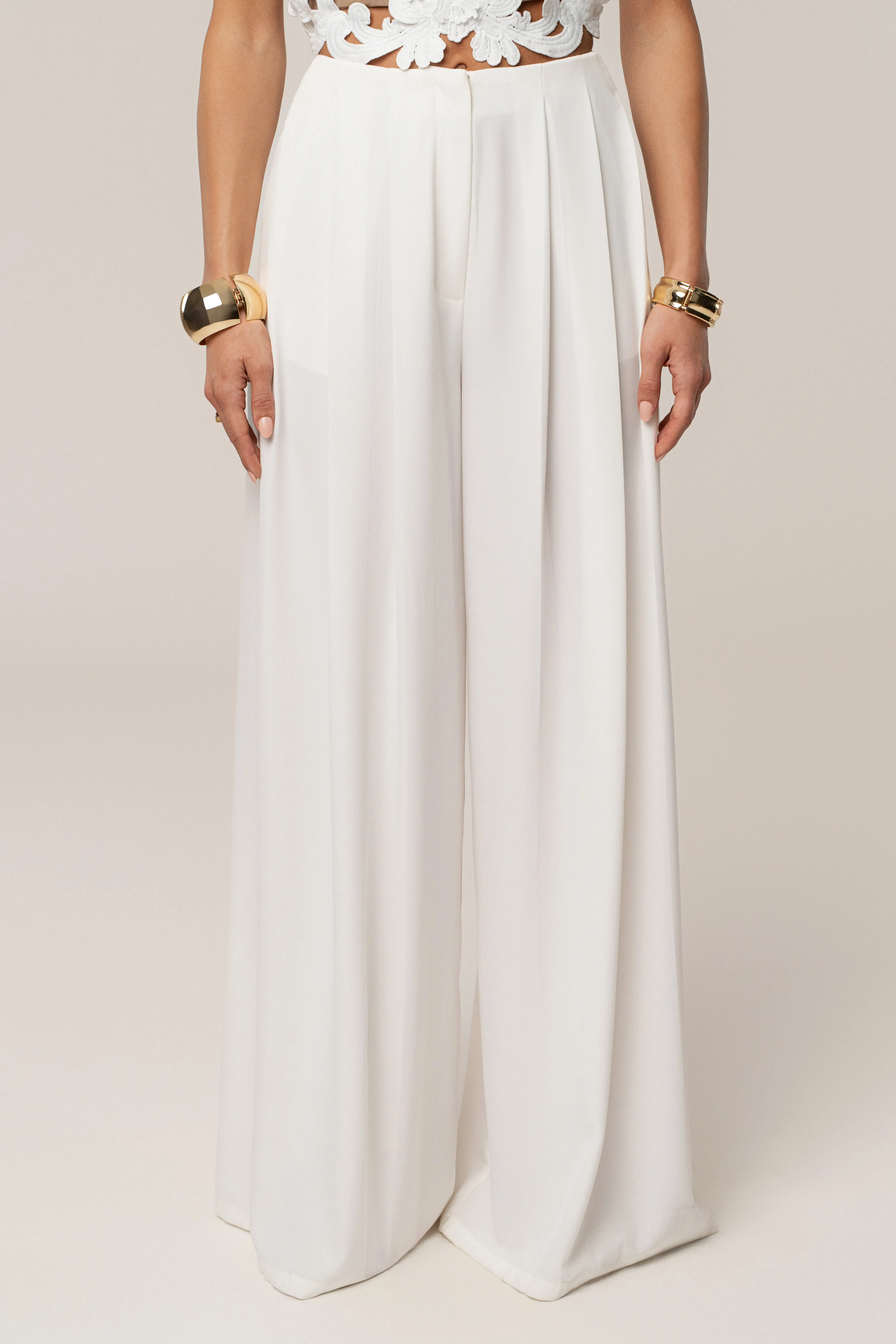 White Summer Ease Wide Leg Pants sold by JLUXLABEL product image thumbnail 3