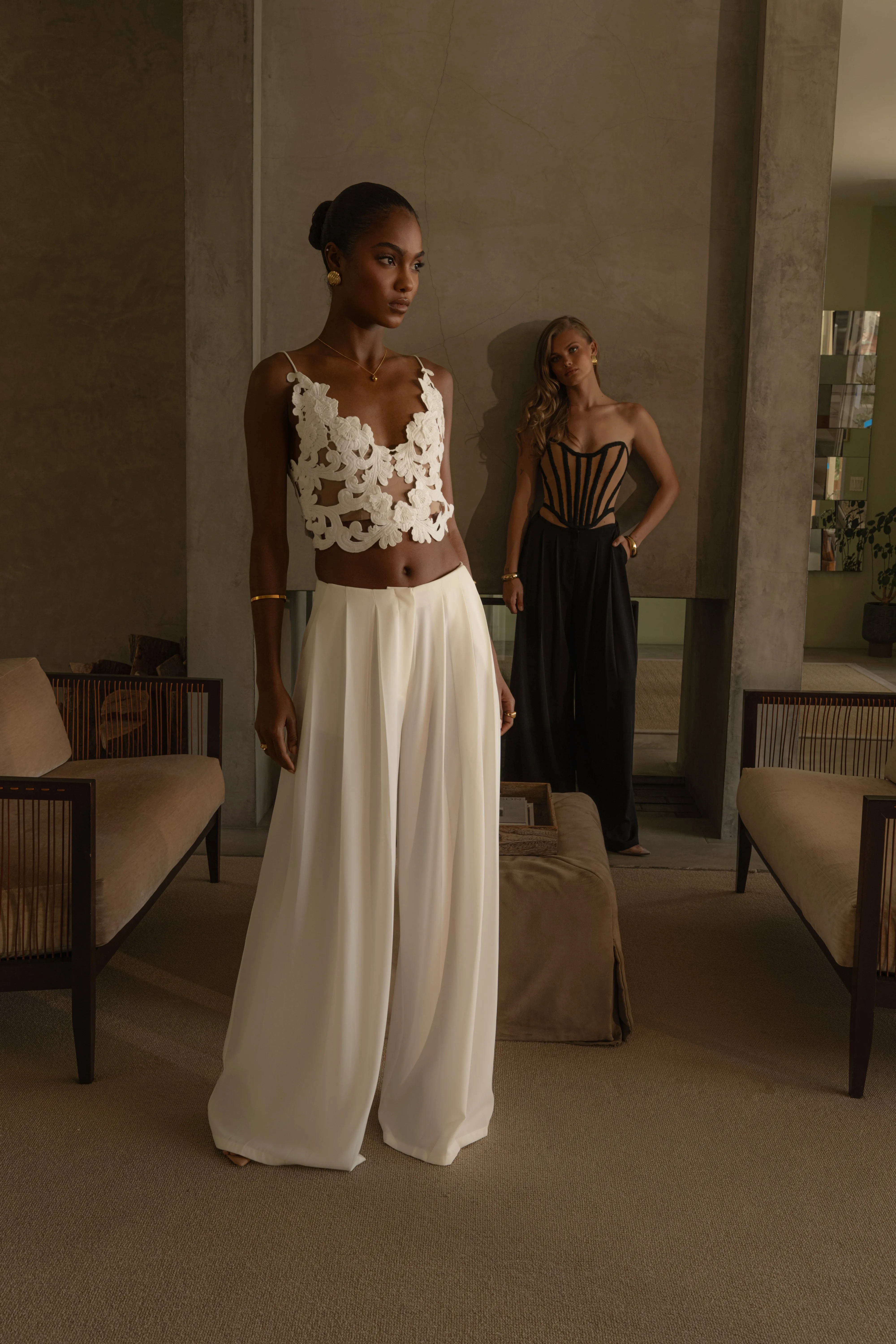 White Summer Ease Wide Leg Pants sold by JLUXLABEL product image thumbnail 2