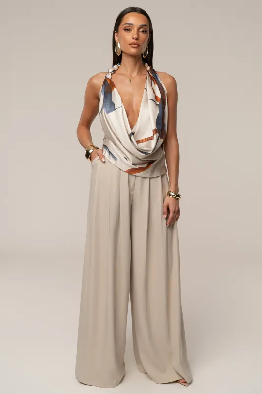 Beige Summer Ease Wide Leg Pants sold by JLUXLABEL