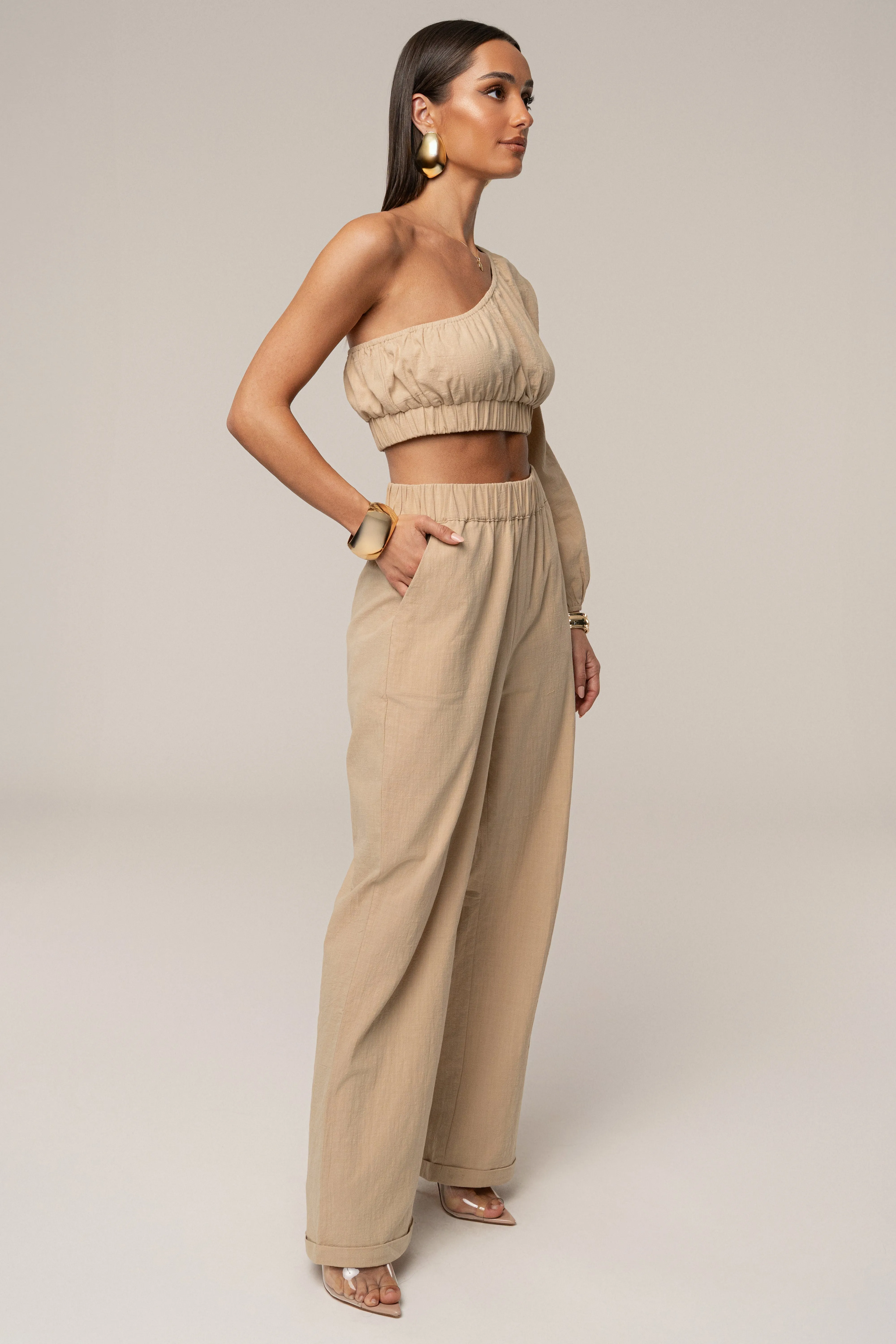 Tan Coastal Tide Pant Set sold by JLUXLABEL product image thumbnail 5