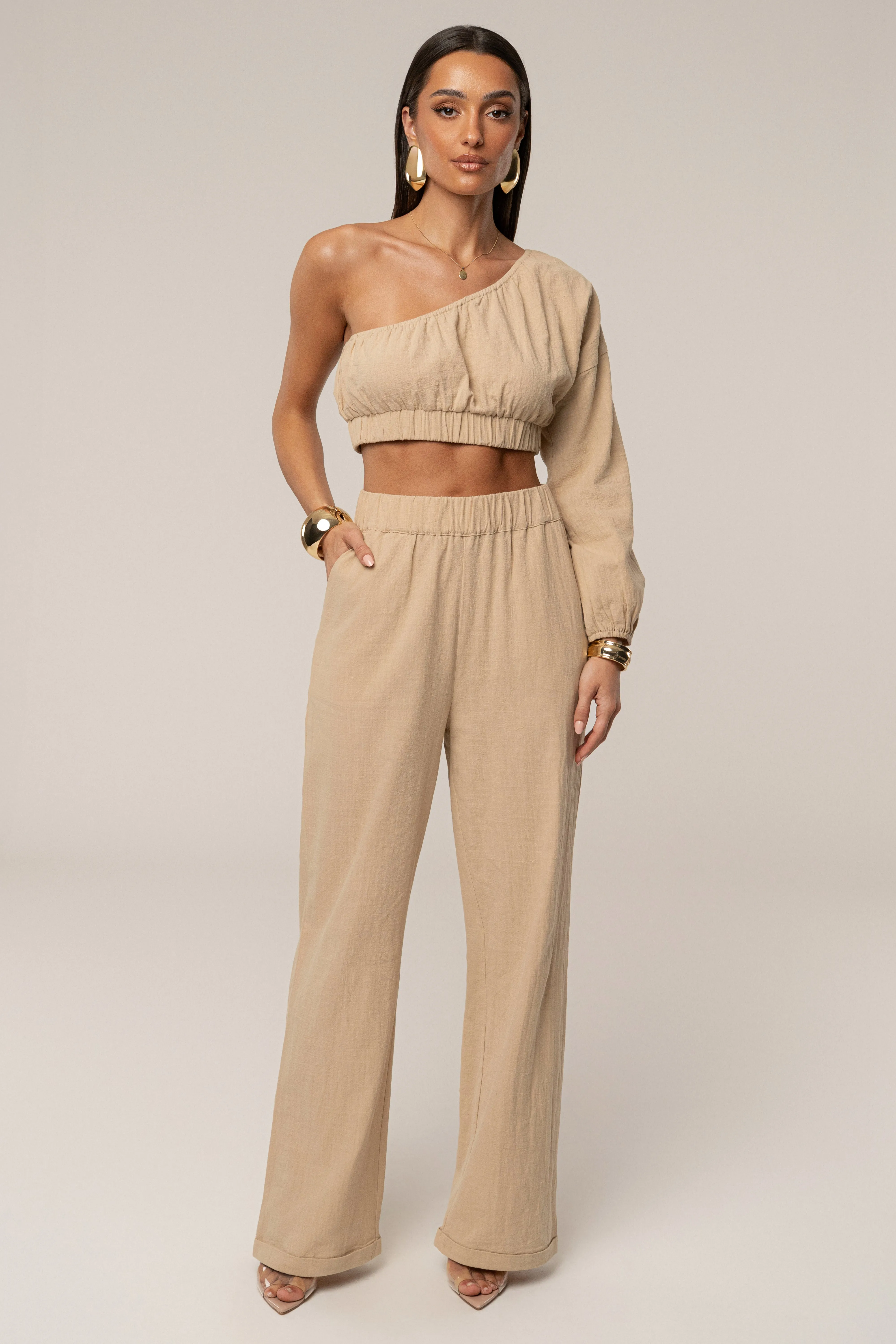 Tan Coastal Tide Pant Set sold by JLUXLABEL product image thumbnail 4