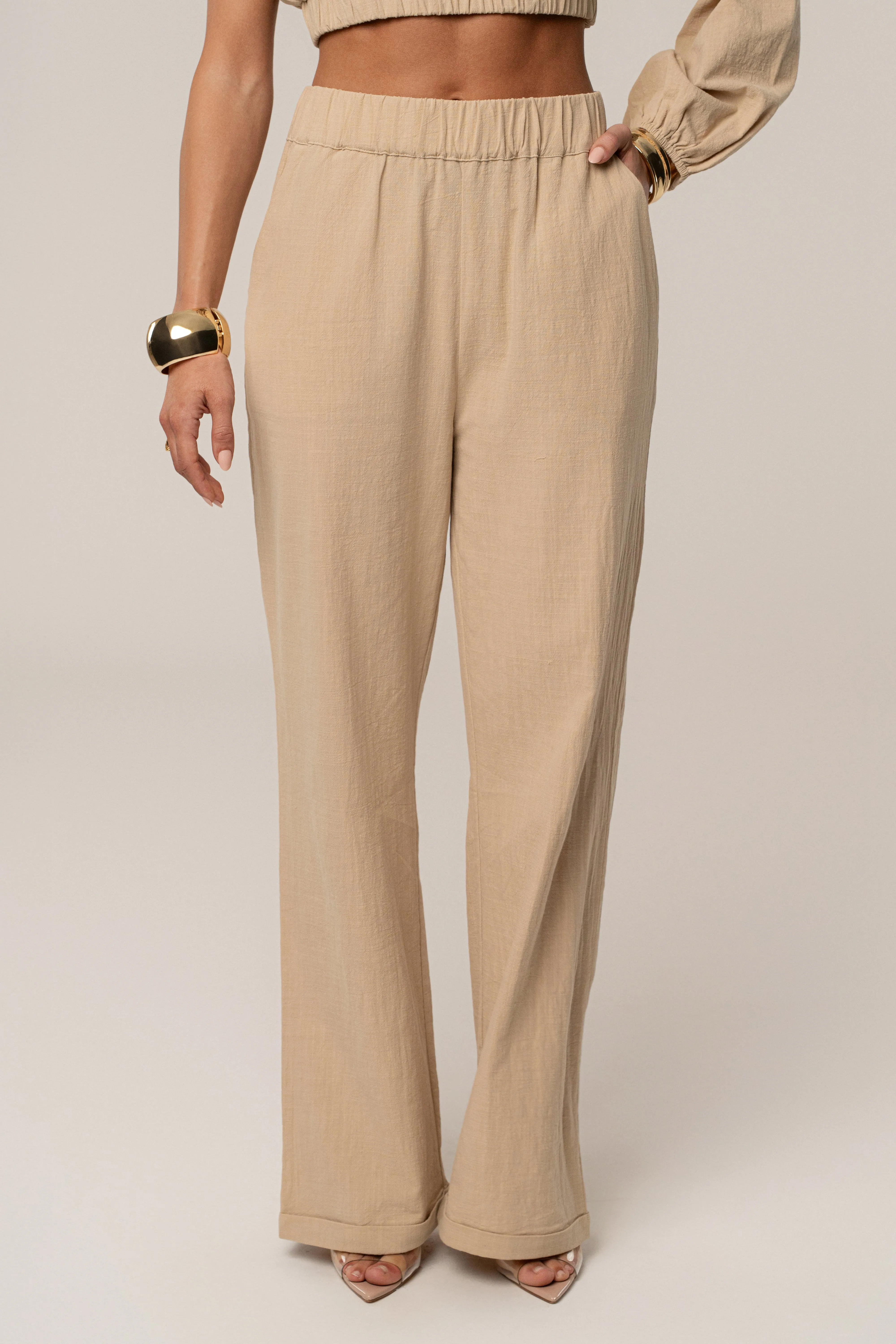 Tan Coastal Tide Pant Set sold by JLUXLABEL product image thumbnail 3