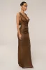 Bronze Charmed Metallic Drape Dress sold by JLUXLABEL