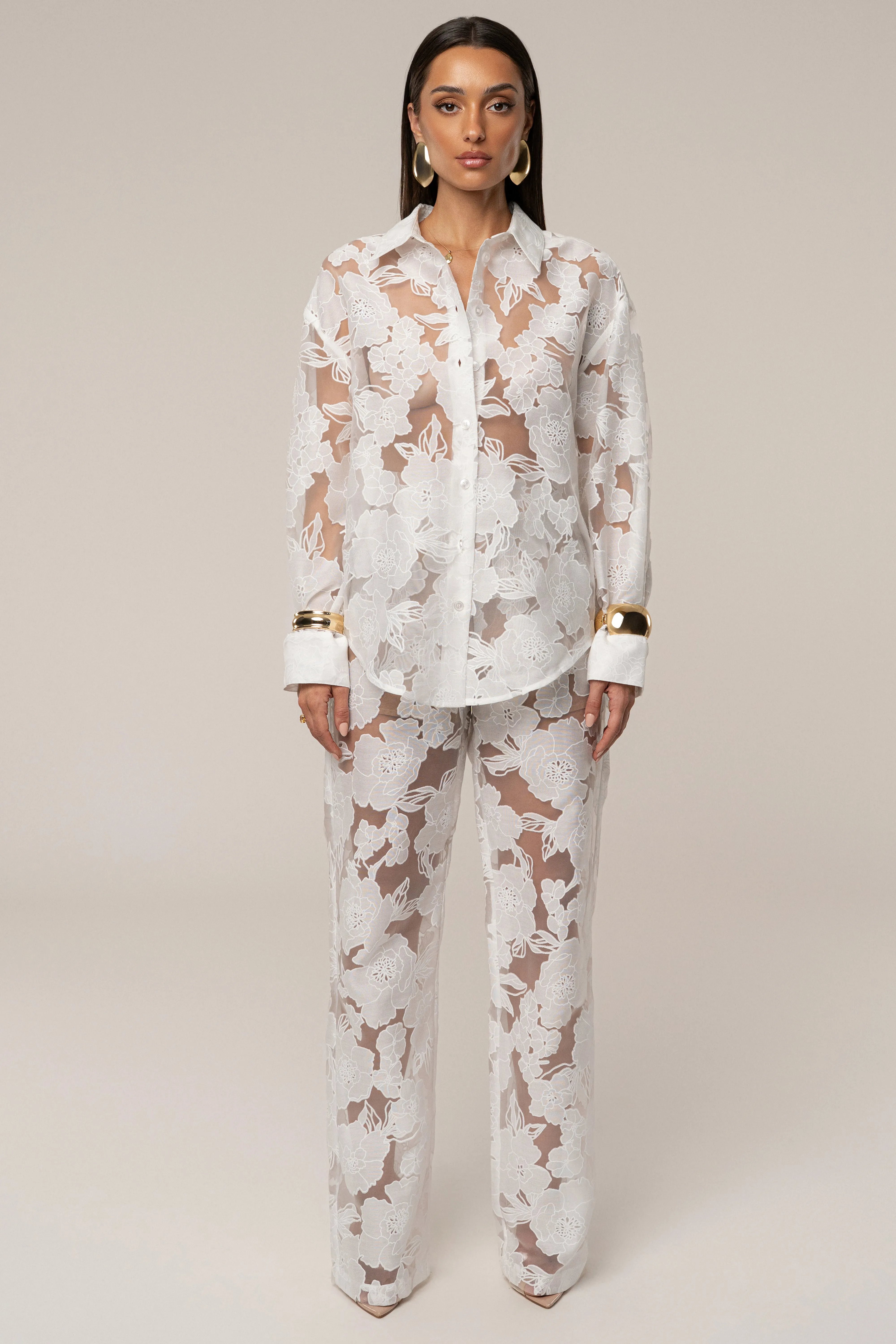 Ivory Organza Floral Pant sold by JLUXLABEL product image thumbnail 3