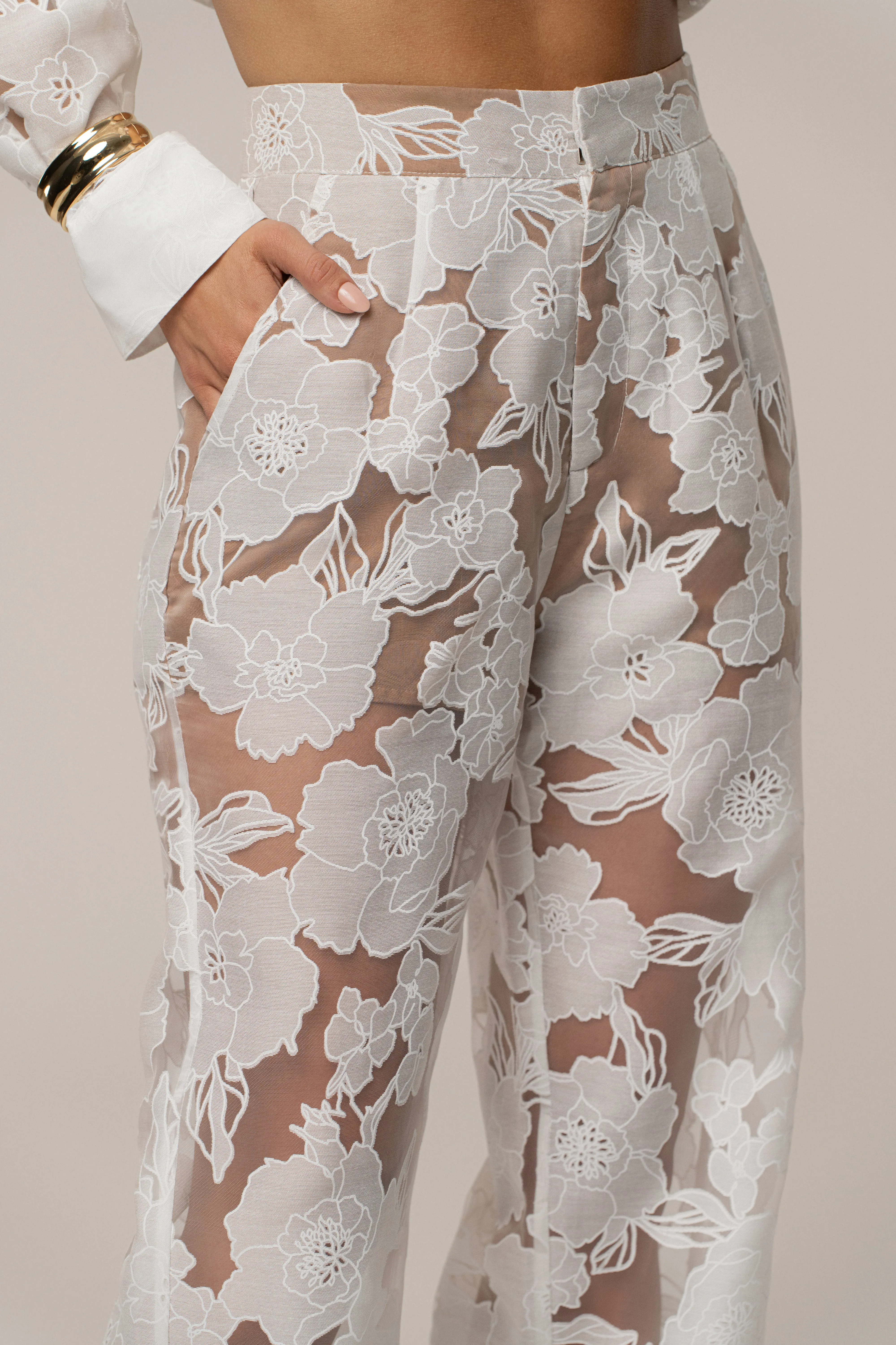 Ivory Organza Floral Pant sold by JLUXLABEL product image thumbnail 5