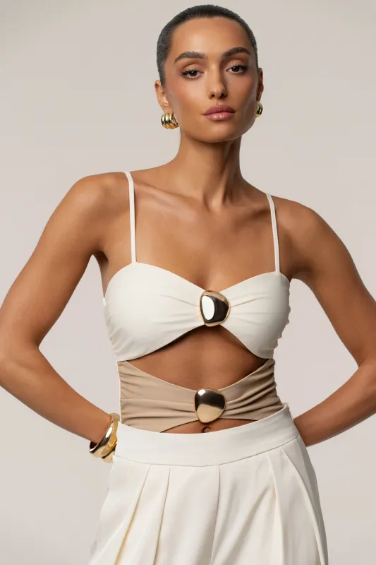 Ivory Aura Embellished Bodysuit sold by JLUXLABEL