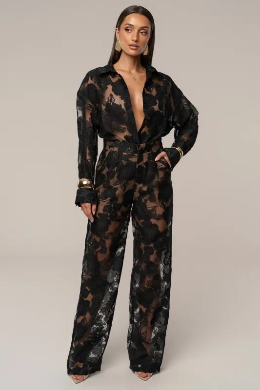 Black Organza Floral Pant made by JLUXLABEL