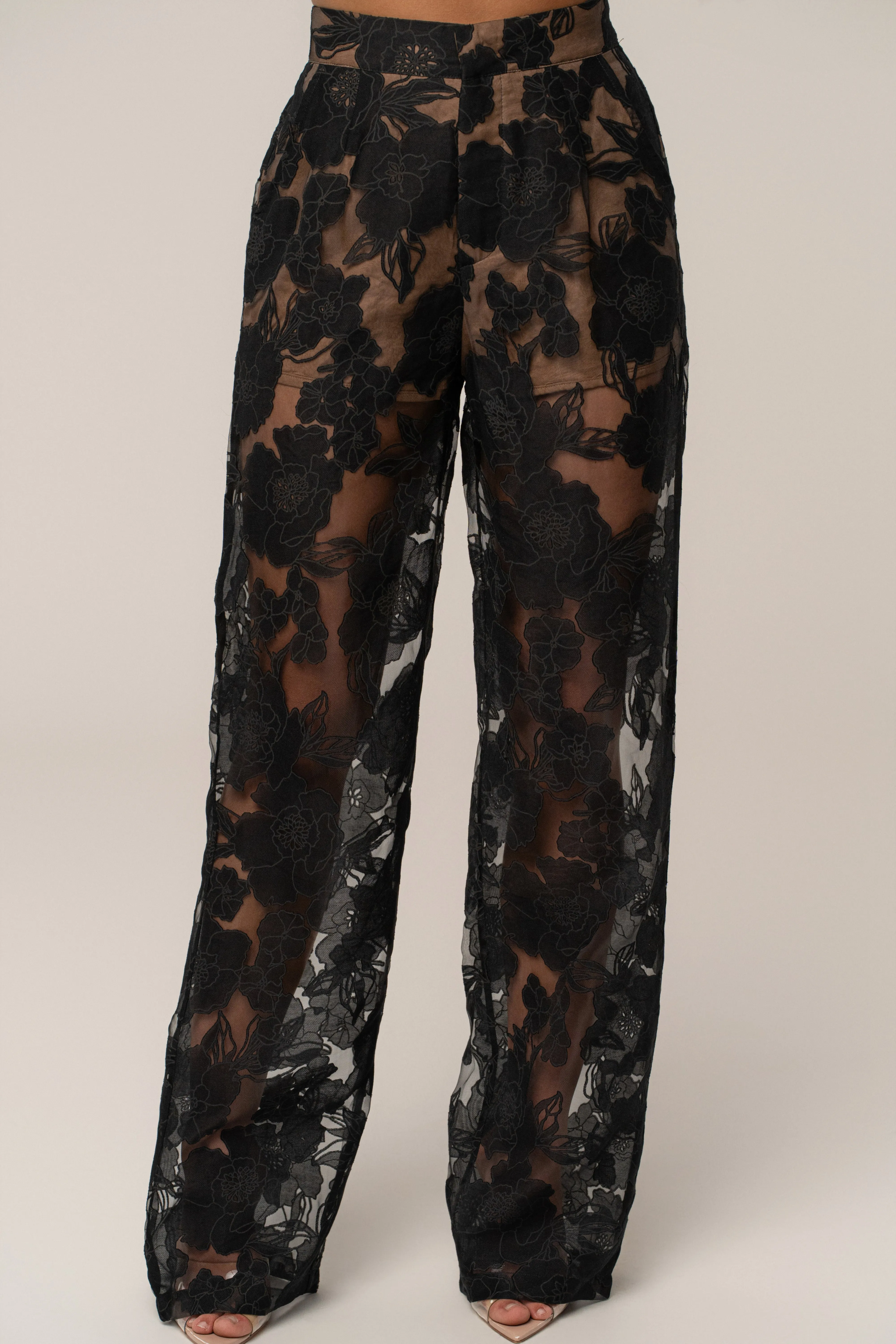 Black Organza Floral Pant sold by JLUXLABEL product image thumbnail 2