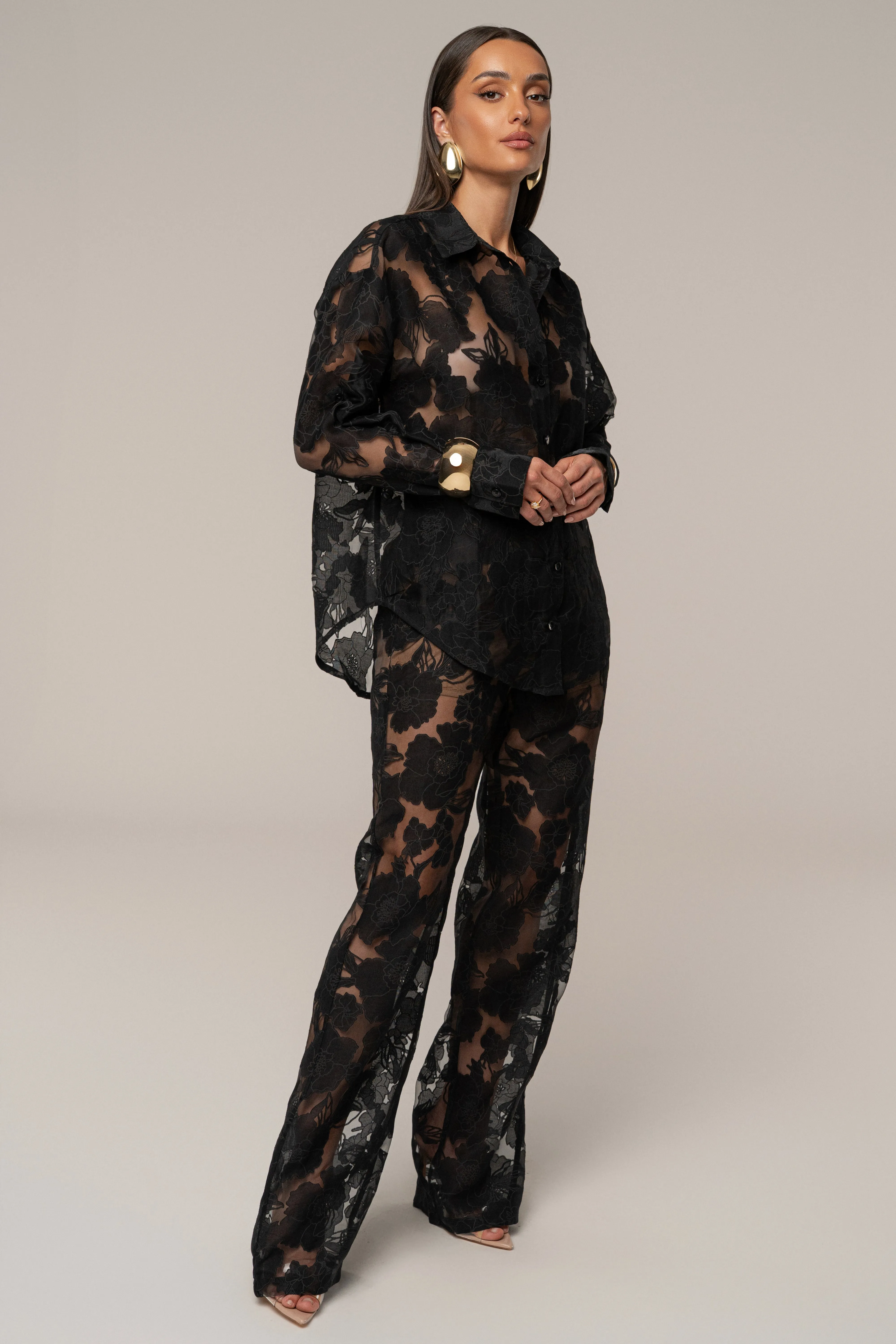 Black Organza Floral Pant sold by JLUXLABEL product image thumbnail 5