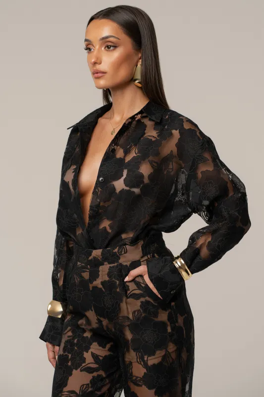 Black Organza Floral Blouse sold by JLUXLABEL