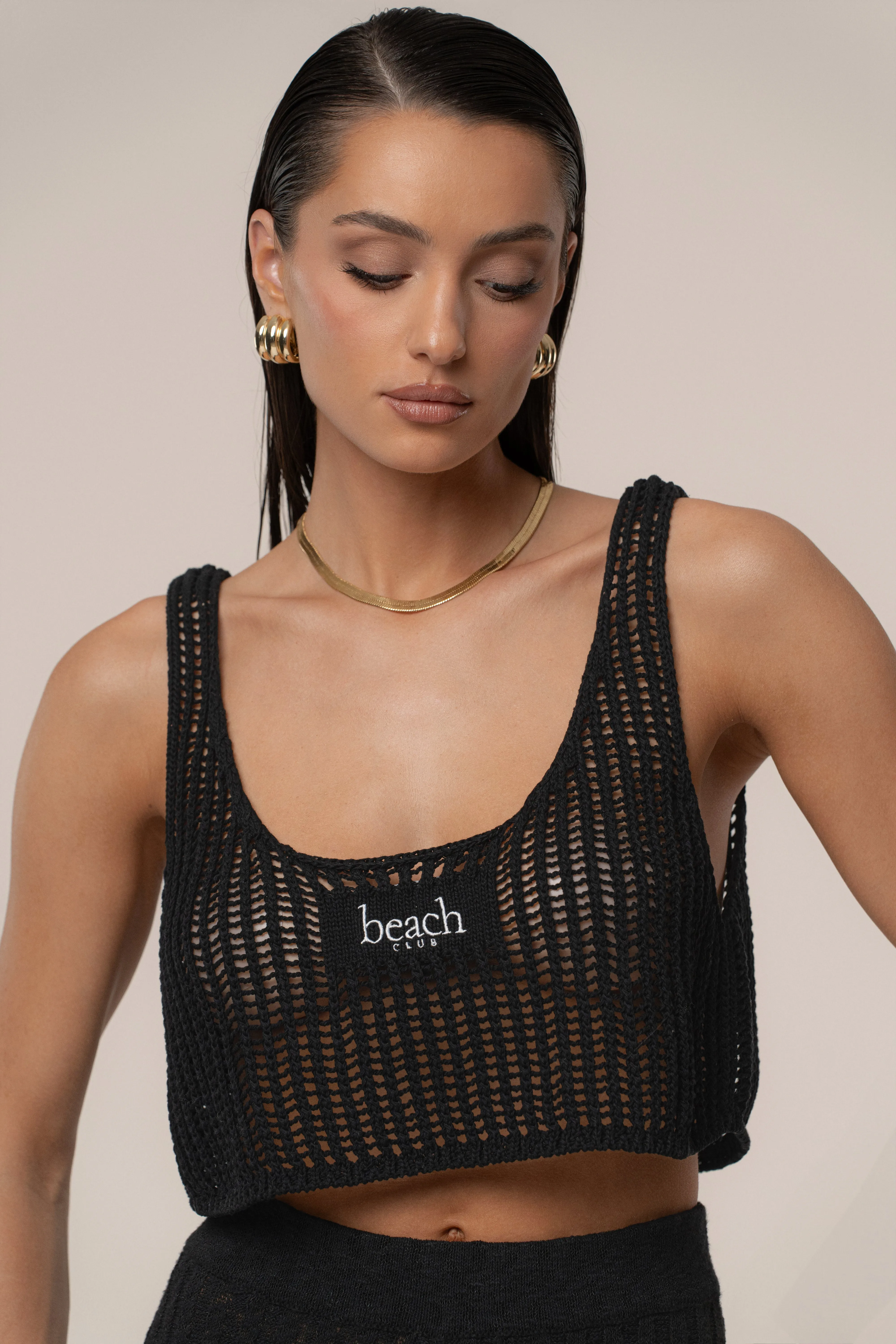 Black Beach Club Crochet Top sold by JLUXLABEL