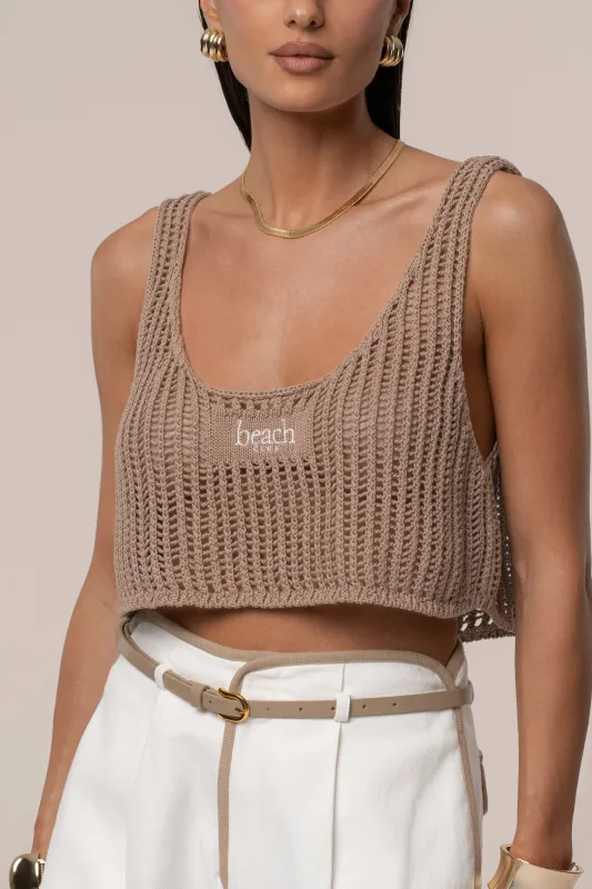Beige Beach Club Crochet Top sold by JLUXLABEL