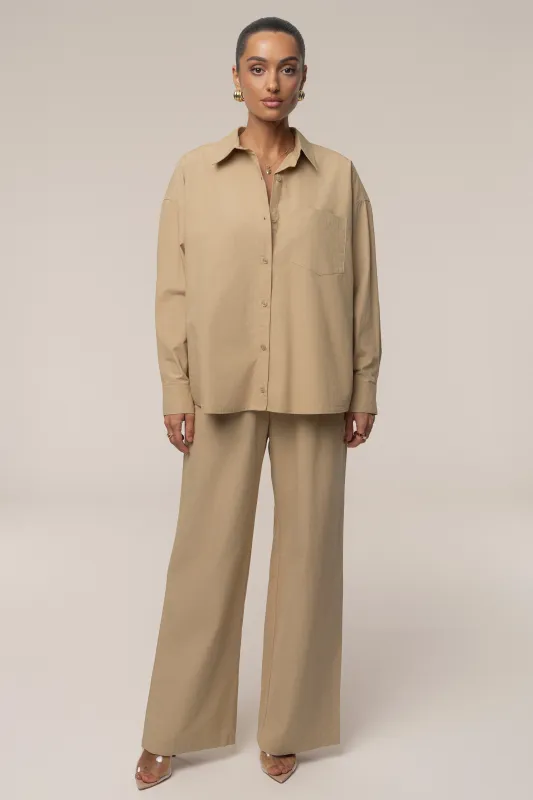 Beige Leon Poplin Shirt sold by JLUXLABEL