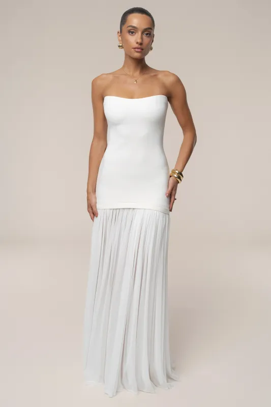 White Cielo Contrast Maxi Dress sold by JLUXLABEL