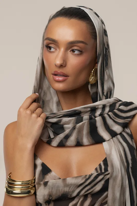 Brown Zebra Print Shadow Safari Scarf sold by JLUXLABEL
