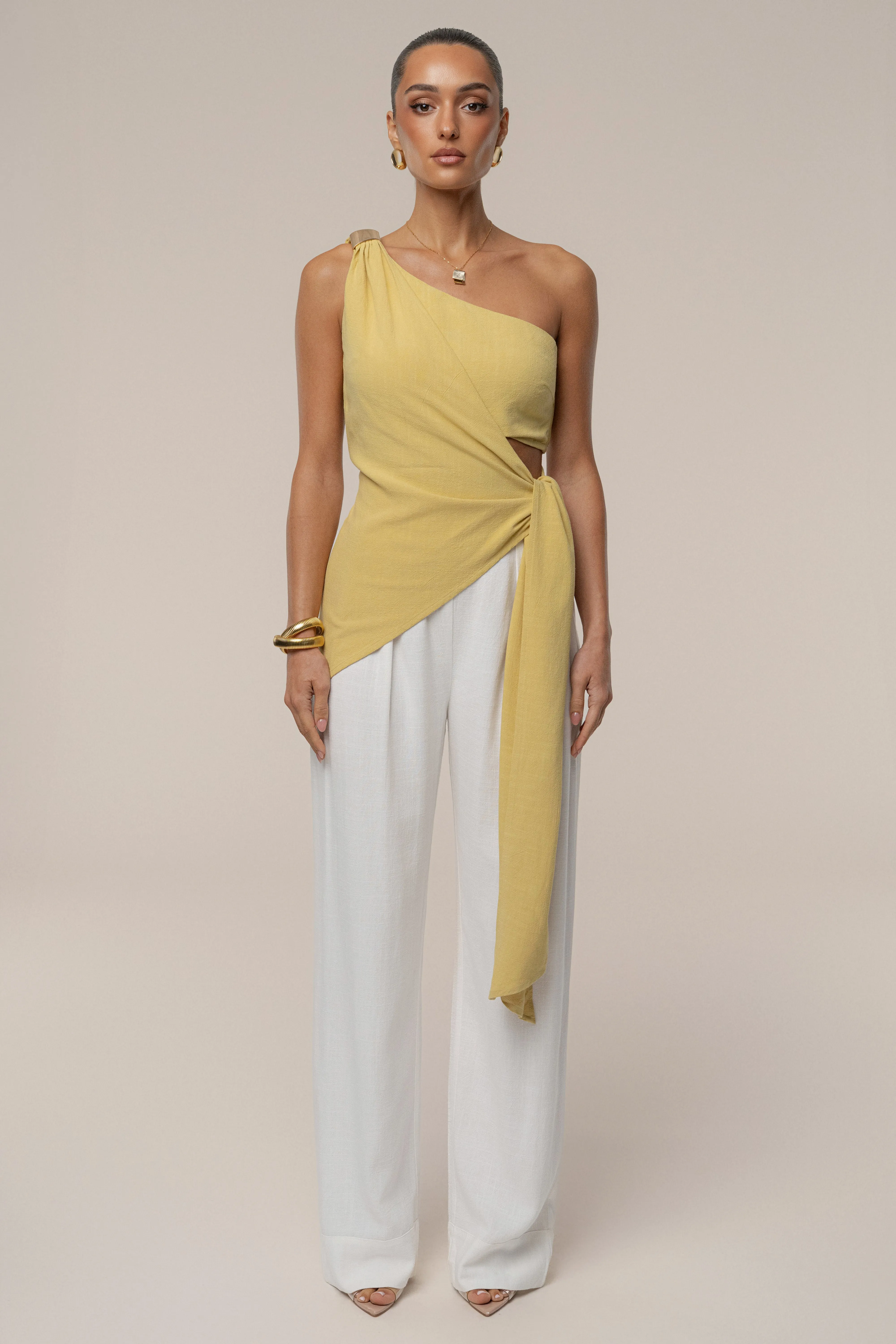Yellow Palmera One Shoulder Top sold by JLUXLABEL product image thumbnail 3
