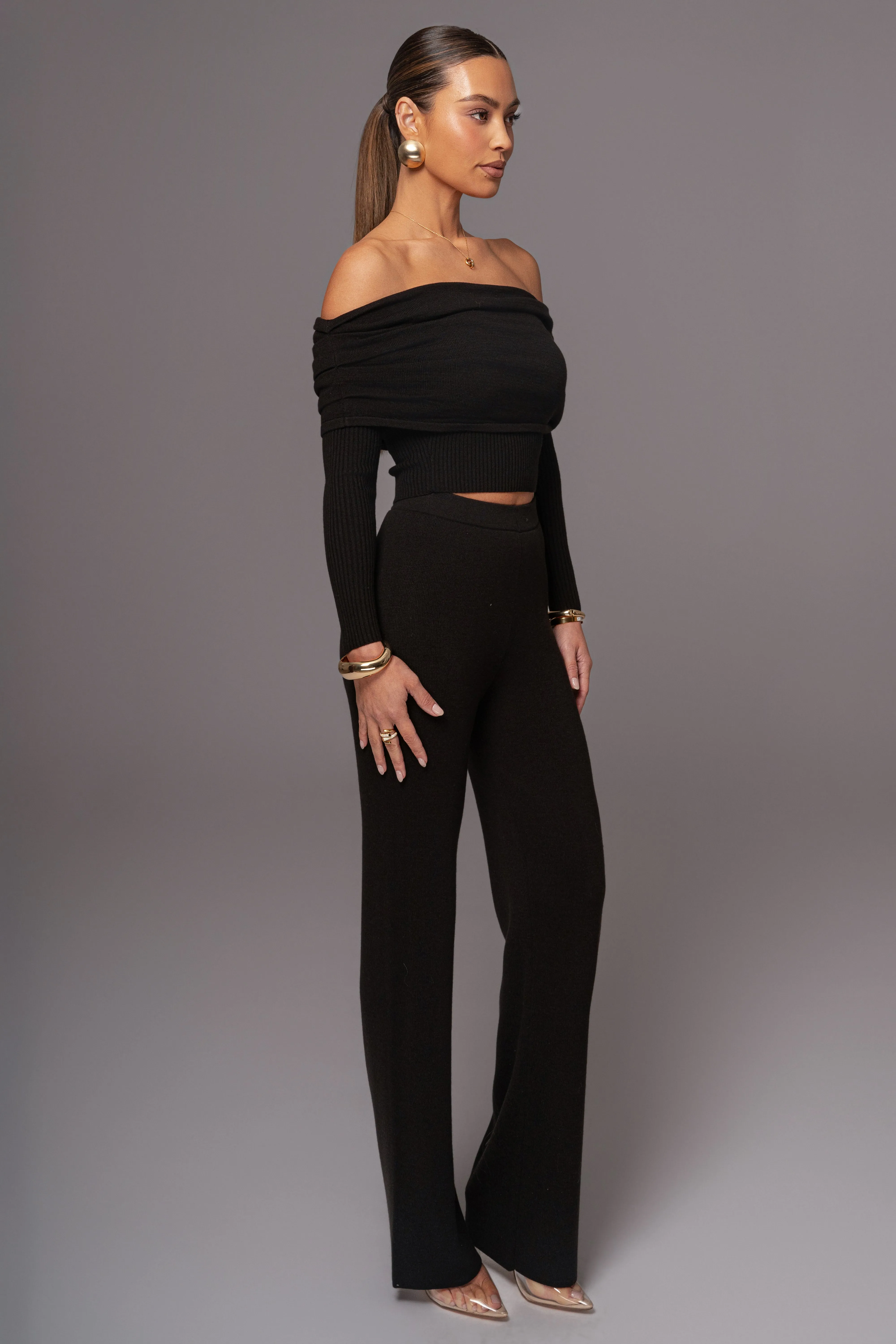 Black Off The Shoulder Knit Top sold by JLUXLABEL product image thumbnail 3