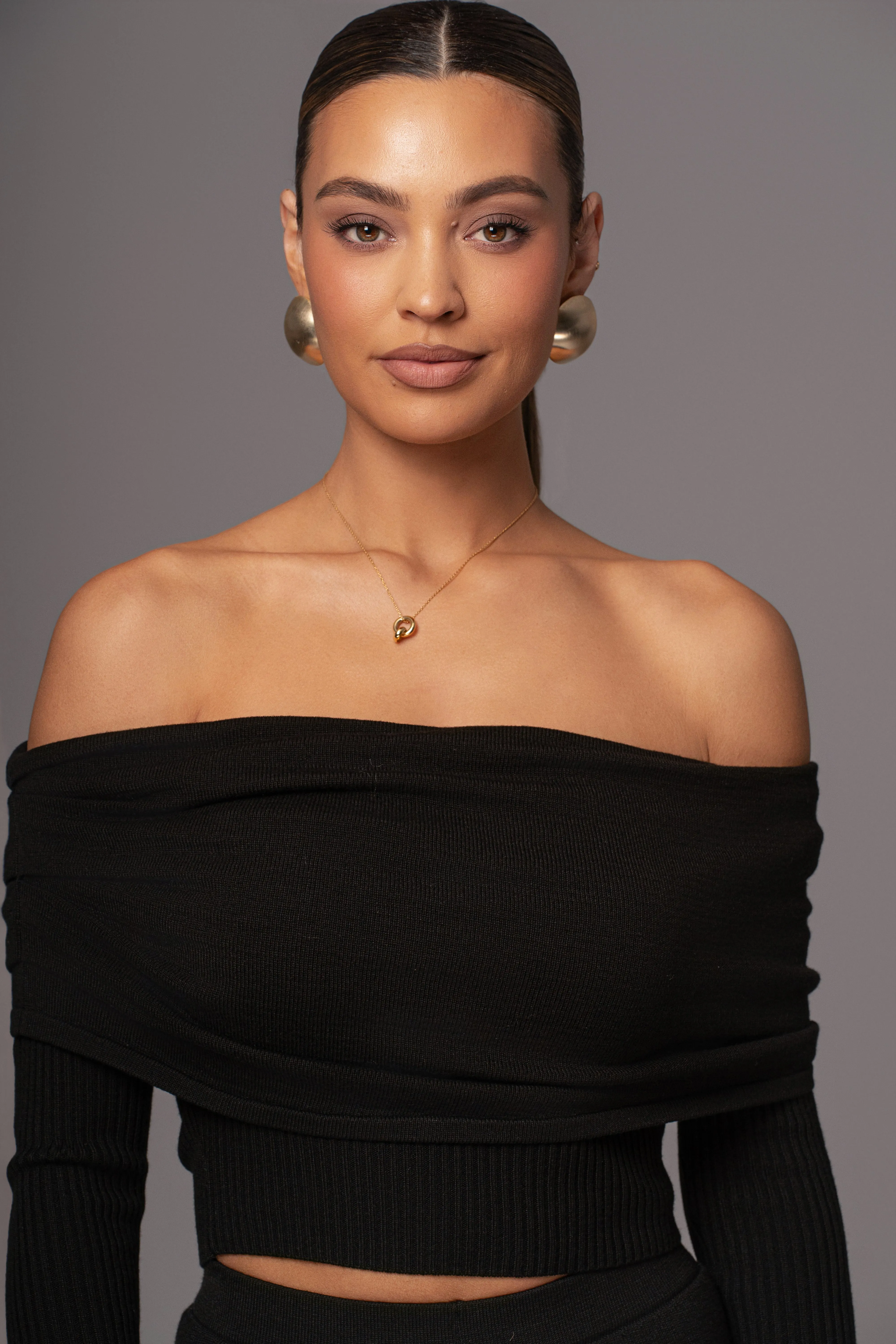 Black Off The Shoulder Knit Top sold by JLUXLABEL product image thumbnail 4