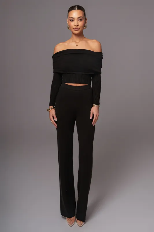 Black Off The Shoulder Knit Top sold by JLUXLABEL