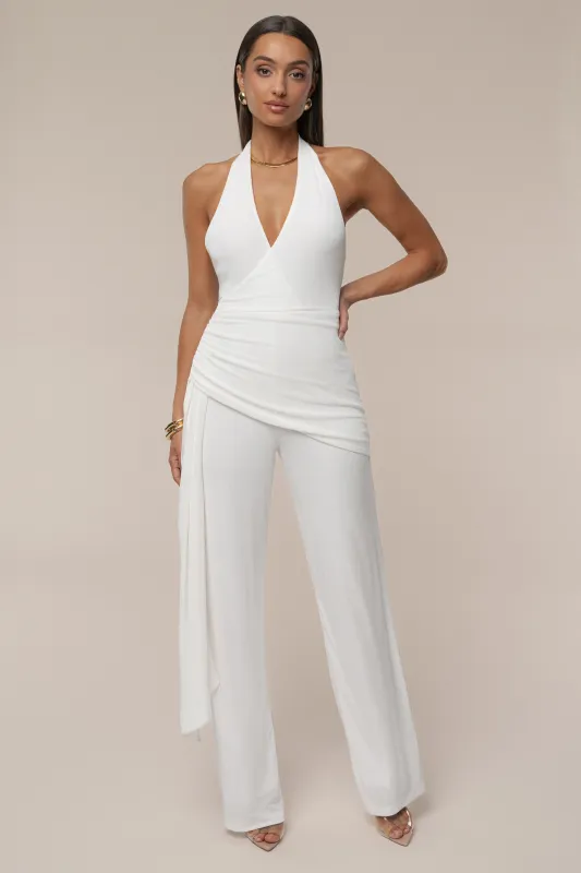 White Rustic Charm Halter Jumpsuit sold by JLUXLABEL