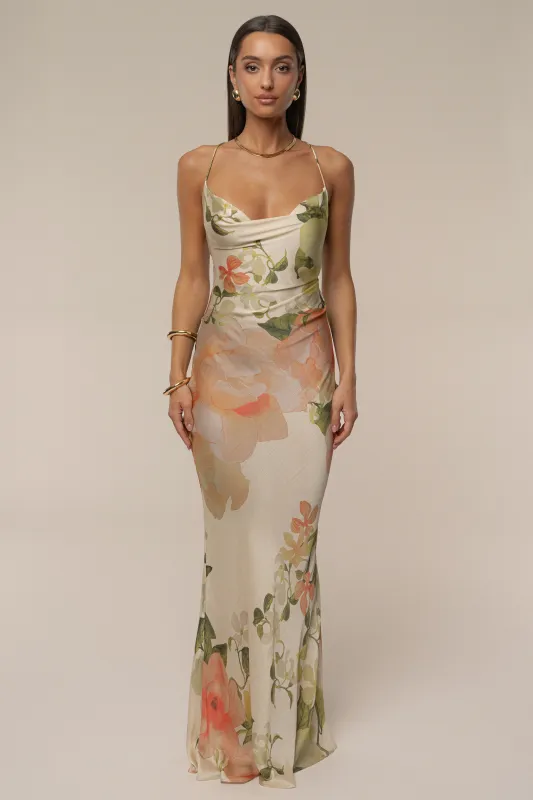 Ivory Summer Bloom Maxi Dress sold by JLUXLABEL