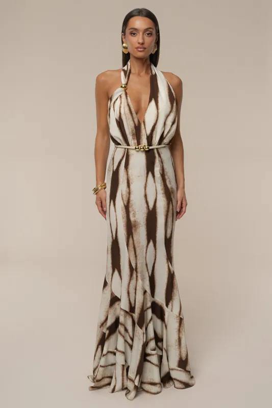 Ivory Desert Glow Flared Maxi Dress sold by JLUXLABEL