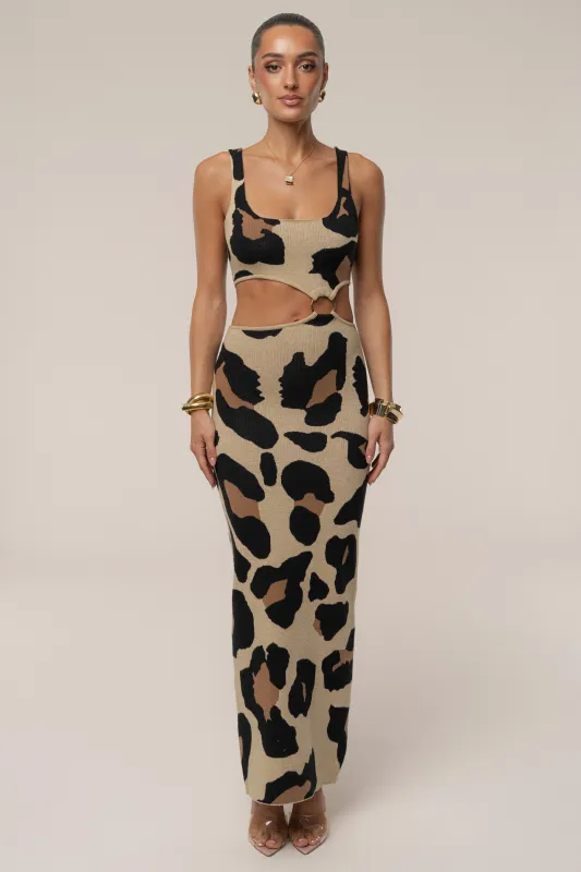 Leopard Zahara Print Maxi Dress sold by JLUXLABEL