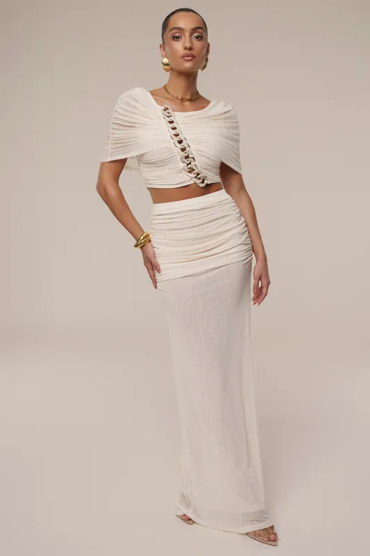 Ivory Ella Ruched Skirt Set sold by JLUXLABEL