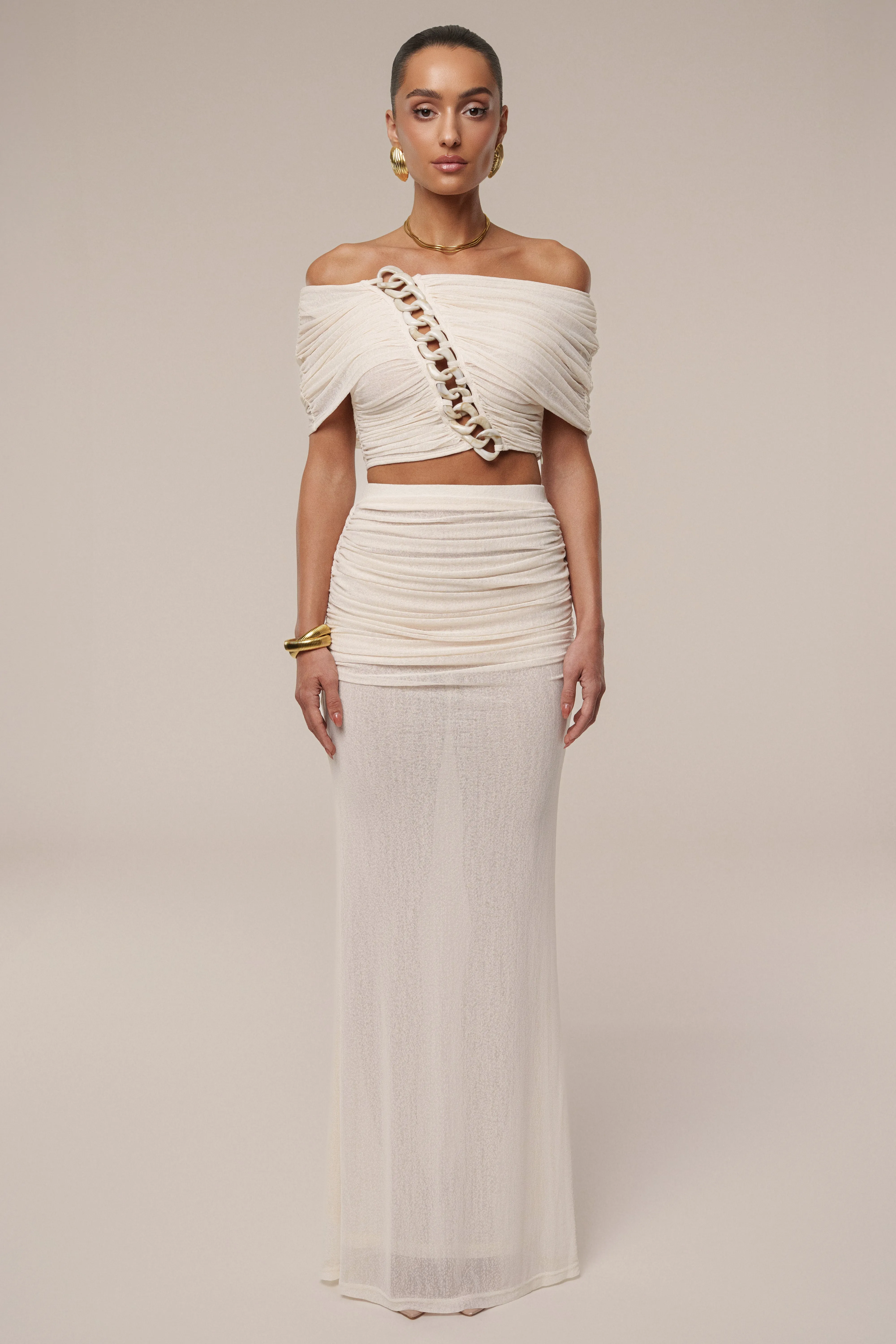 Ivory Ella Ruched Skirt Set sold by JLUXLABEL product image thumbnail 3