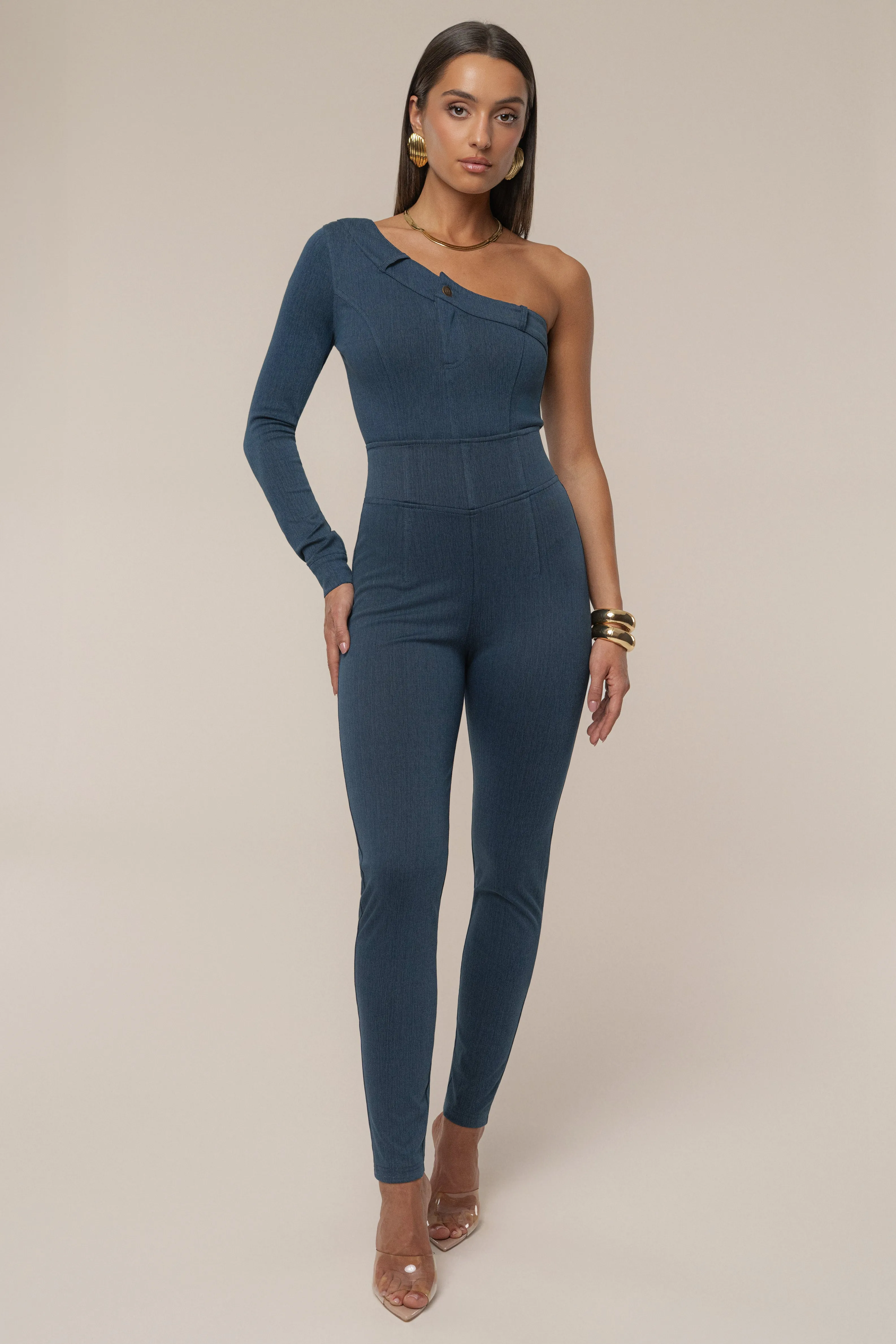 Dark Denim Button Me Up Bodysuit sold by JLUXLABEL product image thumbnail 2