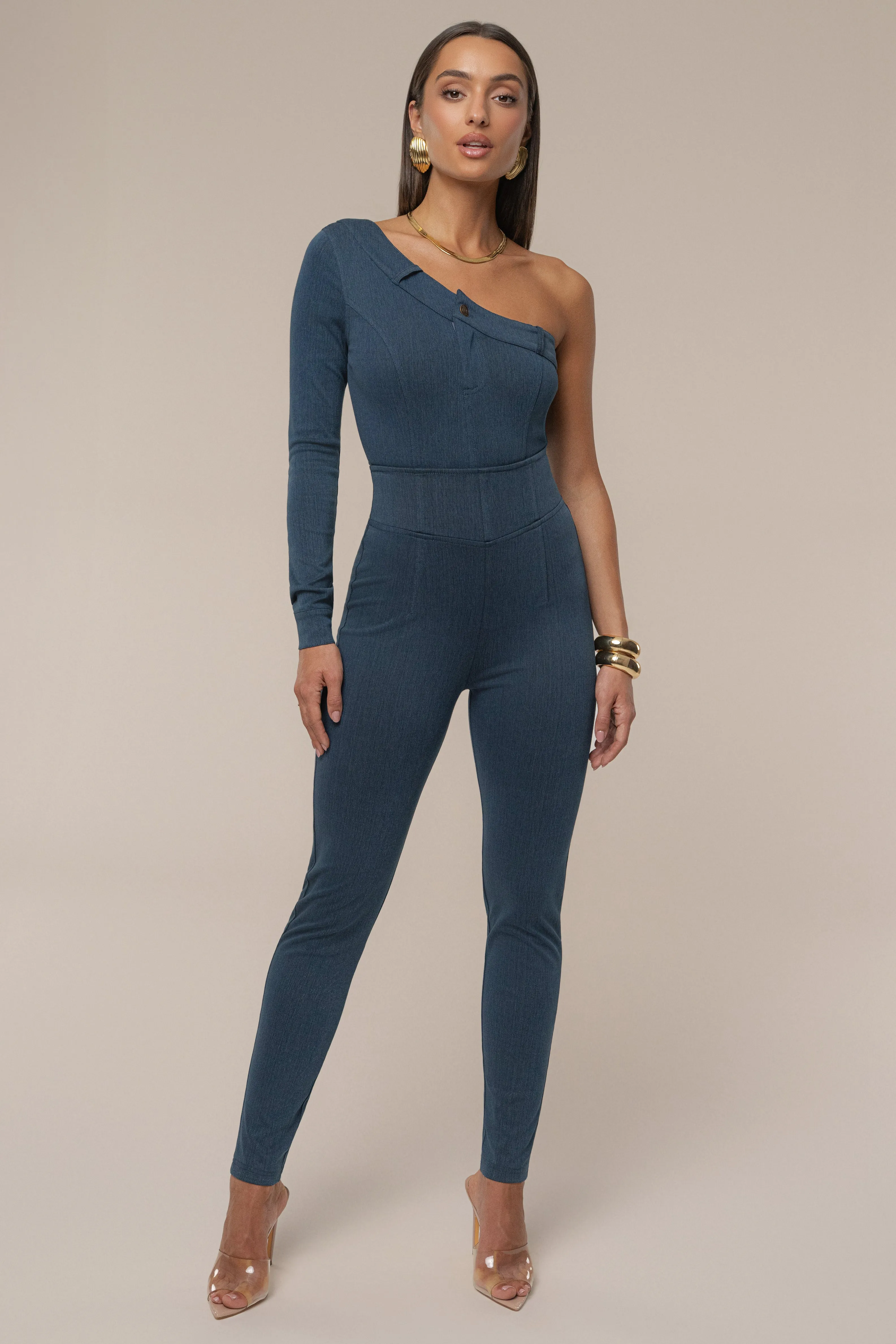 Dark Denim Button Me Up Bodysuit sold by JLUXLABEL product image thumbnail 5