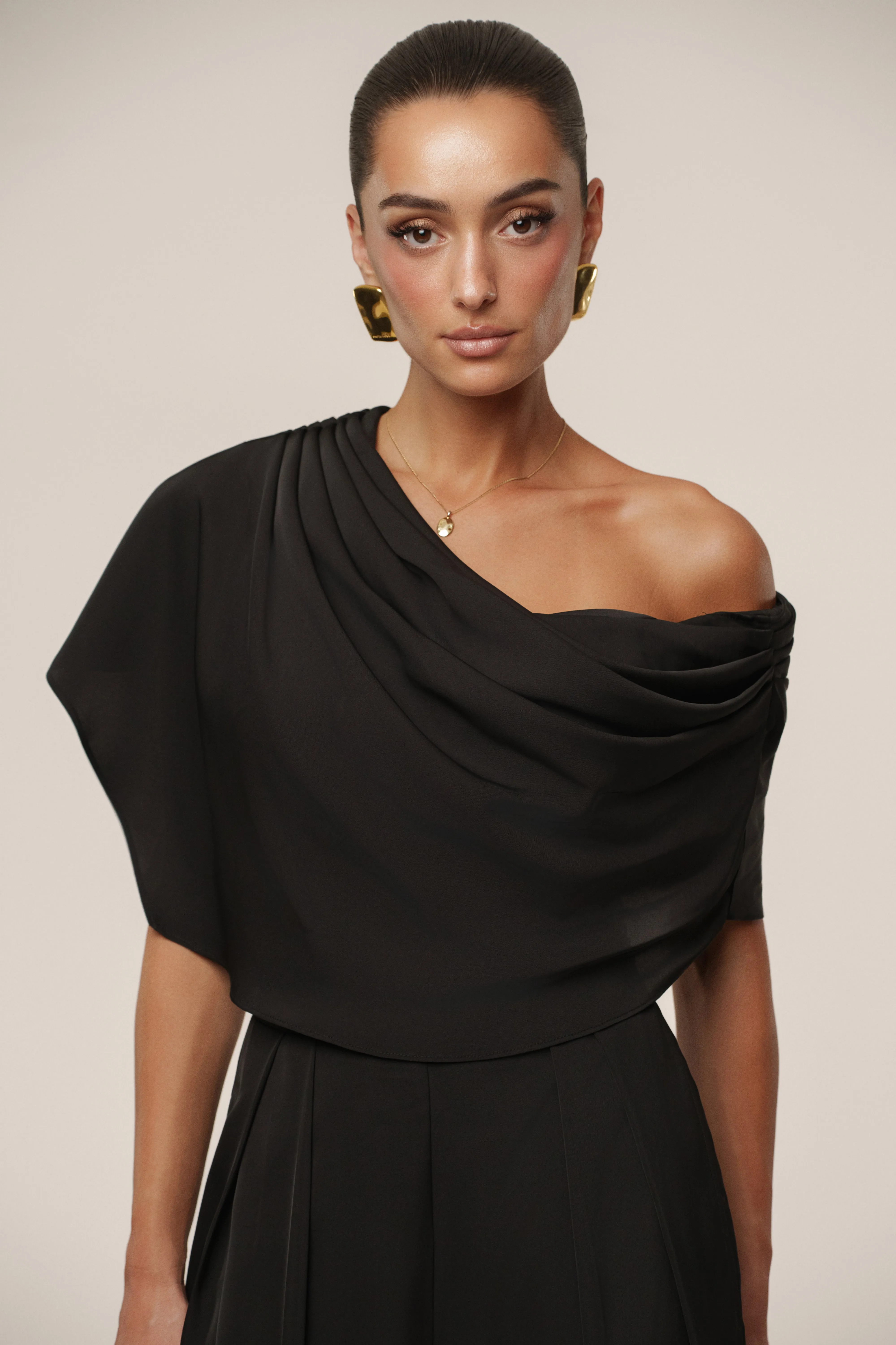 Black Gleam and Glow Satin Top sold by JLUXLABEL product image thumbnail 2
