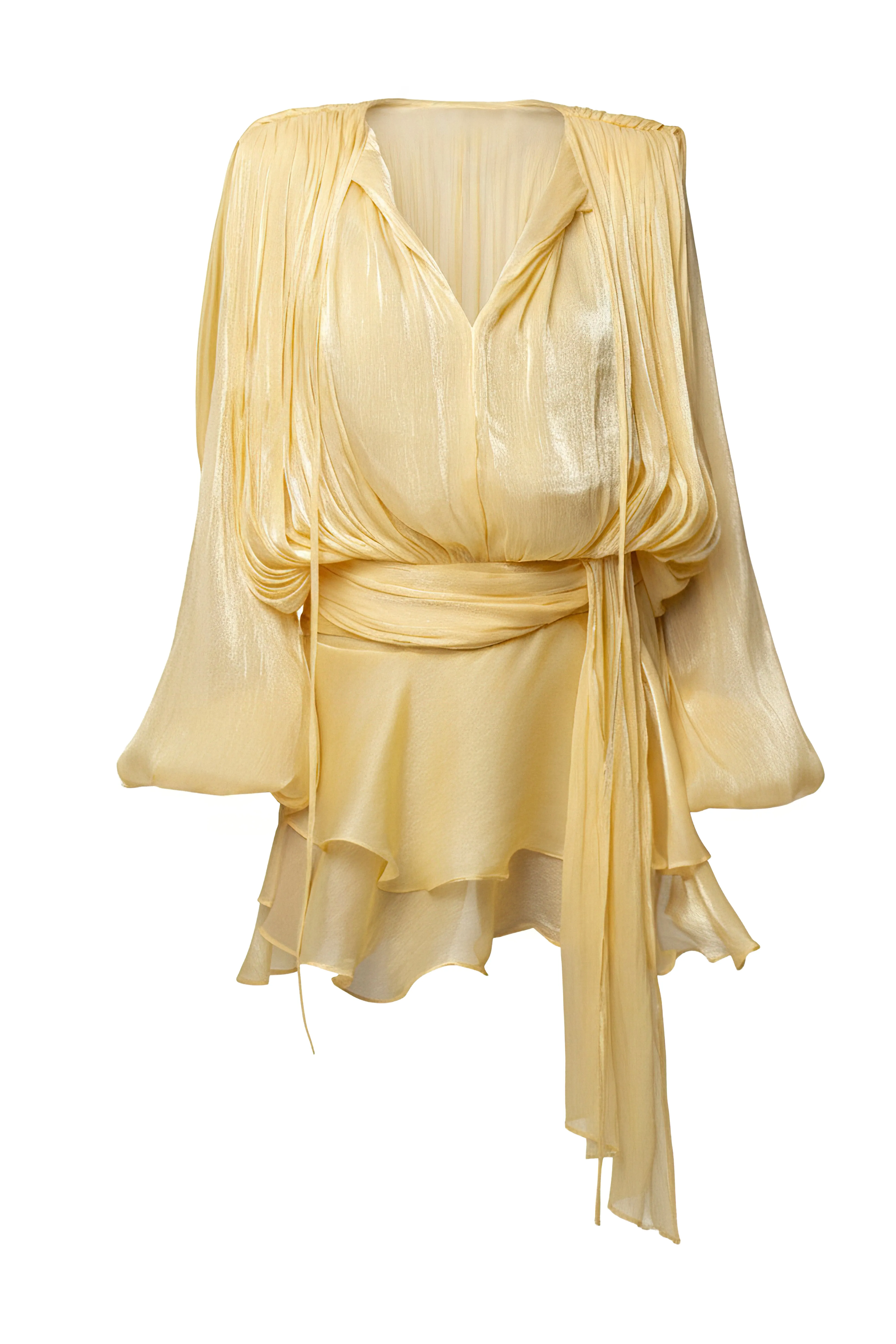 Yellow Pure Glow Draped Mini Dress sold by JLUXLABEL product image thumbnail 2