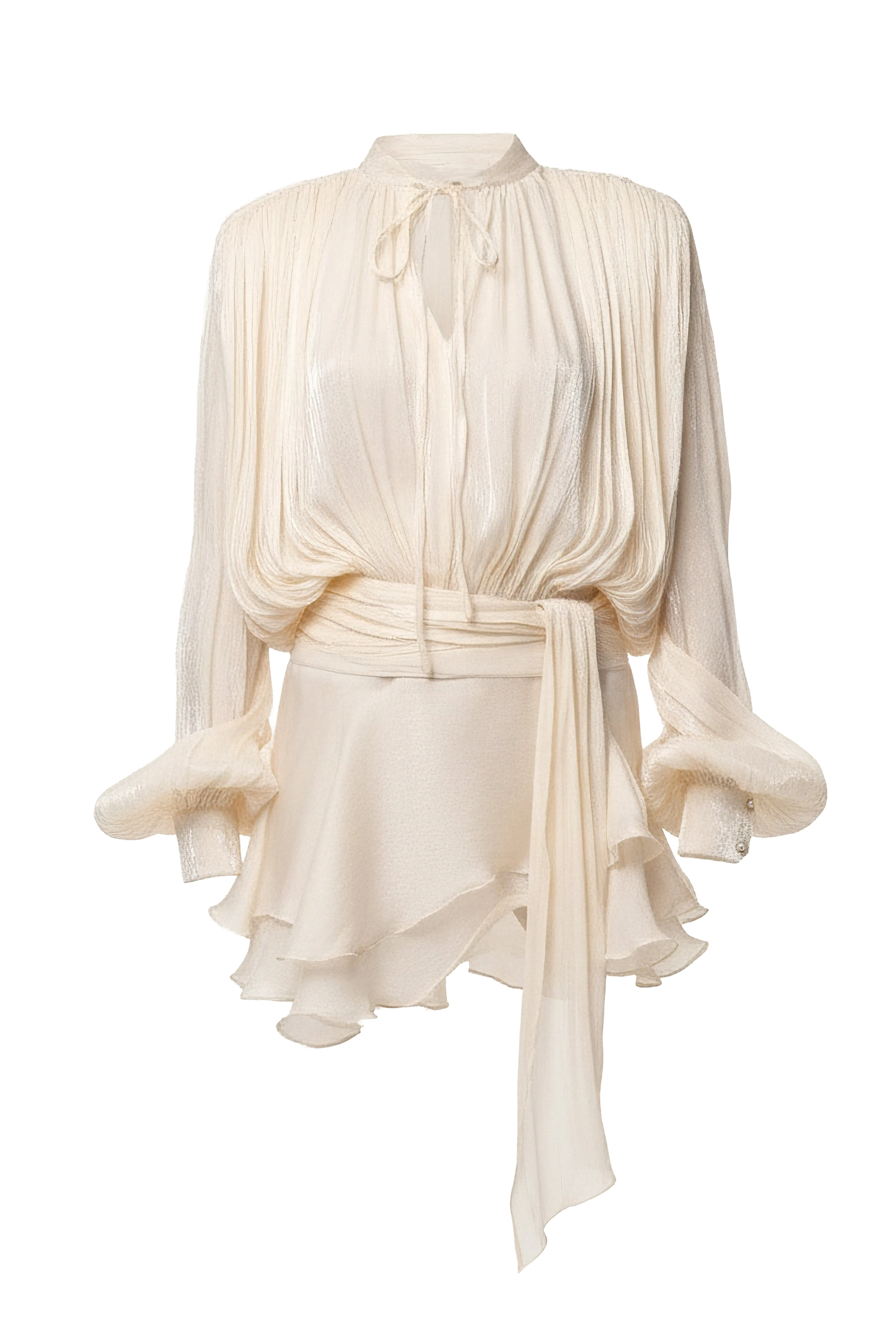 Cream Pure Glow Draped Mini Dress sold by JLUXLABEL product image thumbnail 2
