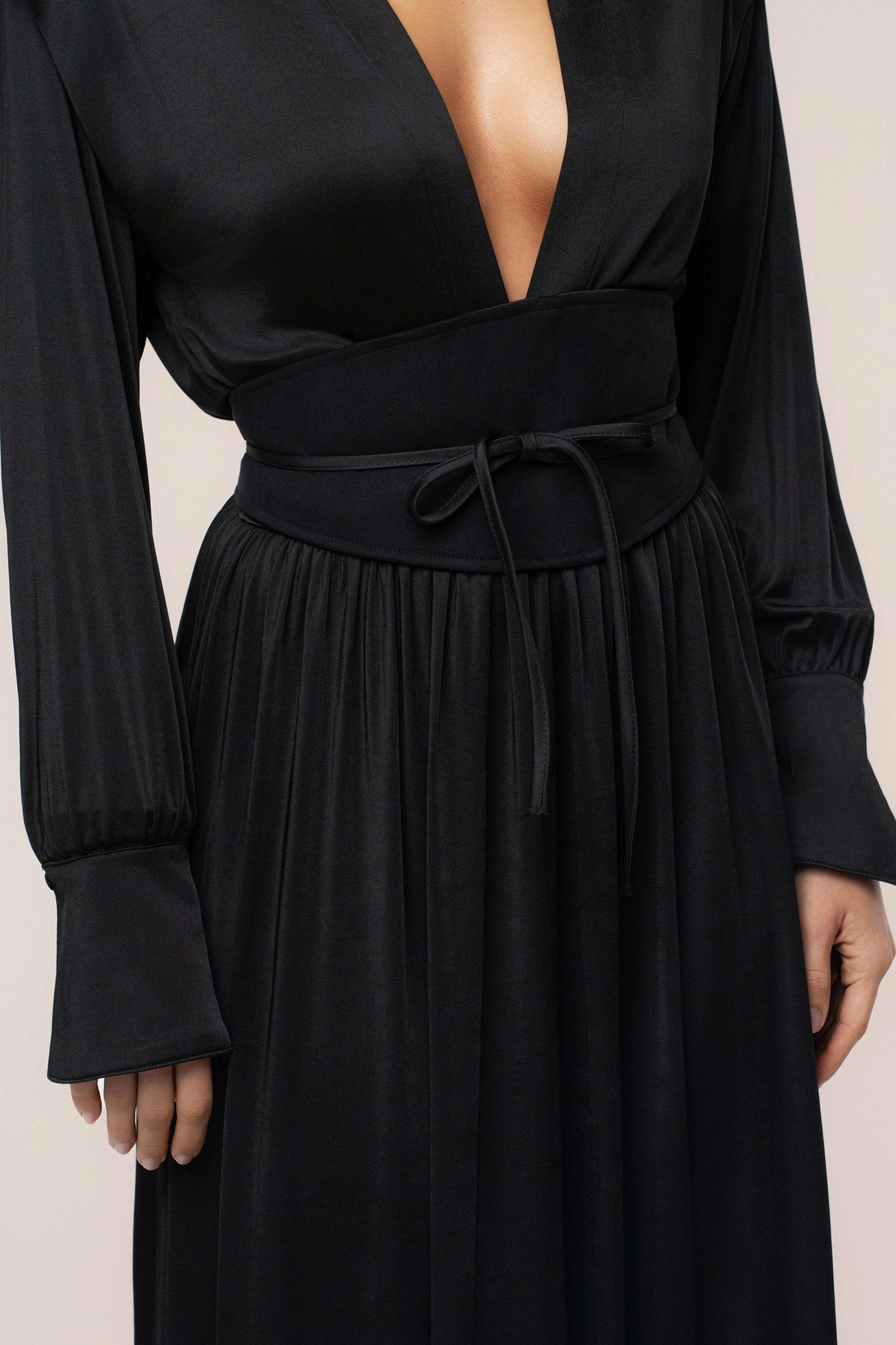 Black High Line Collar Maxi Dress sold by JLUXLABEL product image thumbnail 5