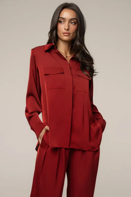 Burgundy Misty Button Up sold by JLUXLABEL